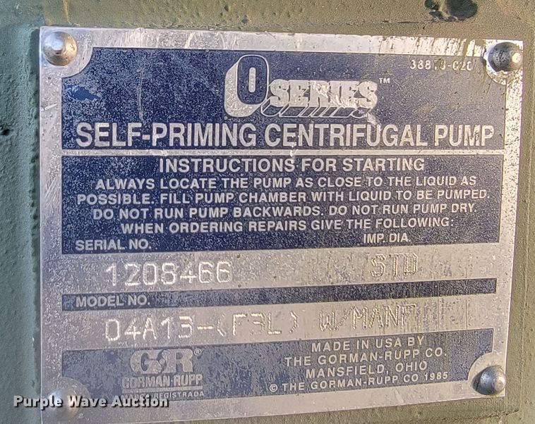 image for item LL9582 Gorman Rupp 04A13-F3L  pump