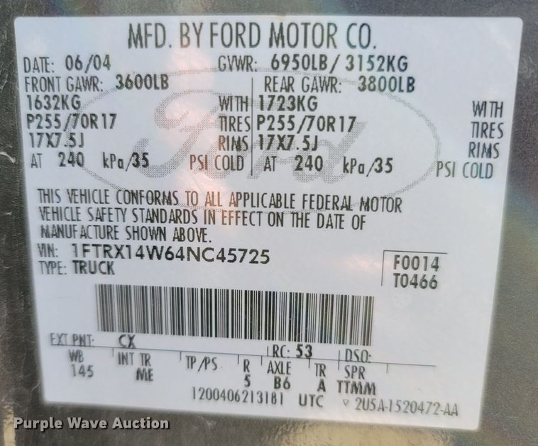 image for item LN9701 2004 Ford F150  SuperCab pickup truck