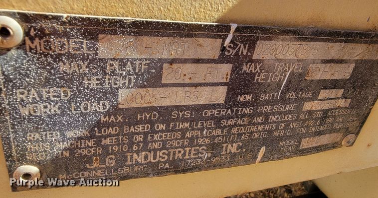 image for item LO9291 1998 JLG 26MRT  scissor lift