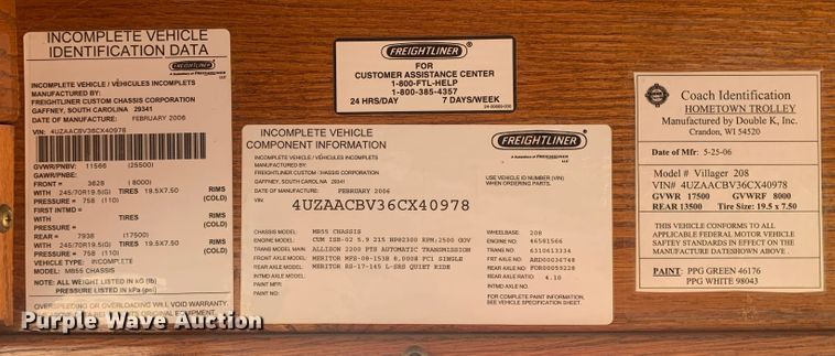 image for item MH9820 2006 Freightliner Double K Villager 208  trolley