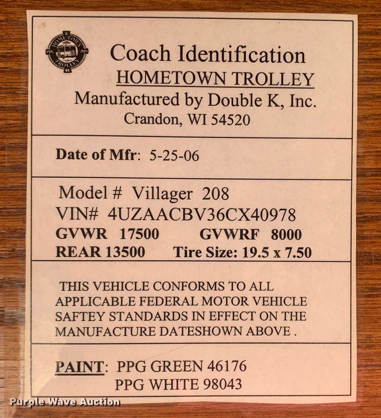 image for item MH9820 2006 Freightliner Double K Villager 208  trolley