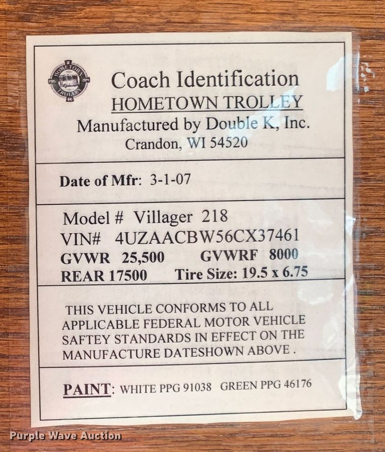 image for item MH9822 2007 Freightliner Double K Villager 208  trolley