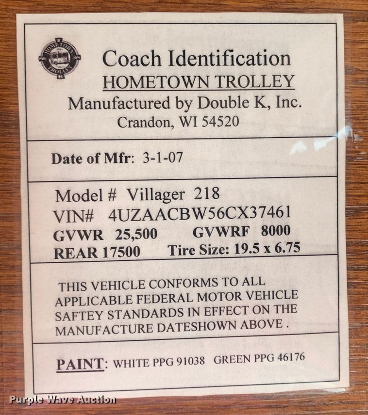 image for item MH9822 2007 Freightliner Double K Villager 208  trolley