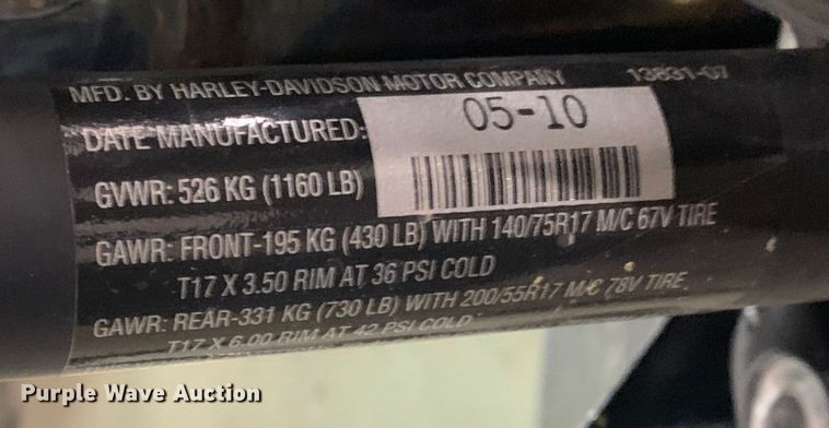 image for item MH9829 2010 Harley Davidson FLSTFB  motorcycle