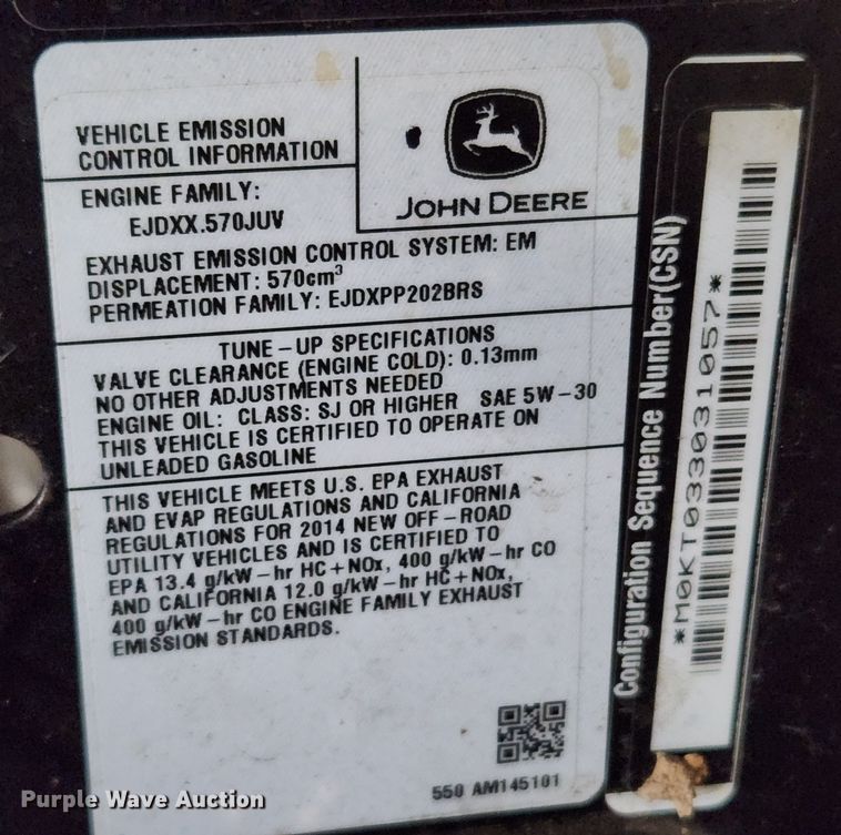 image for item MK9508 2012 John Deere XUV 550  utility vehicle