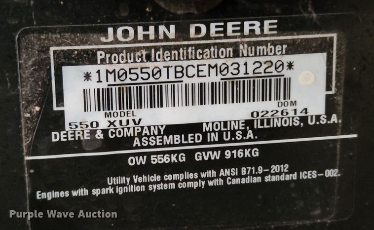 image for item MK9508 2012 John Deere XUV 550  utility vehicle