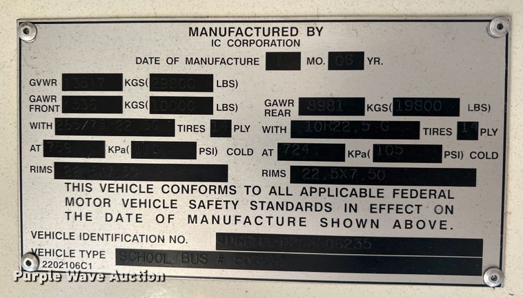 image for item MR9979 2008 International CE300  school bus