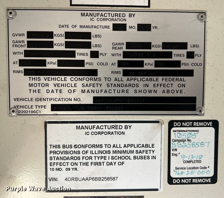 image for item MR9980 2011 International CE  school bus