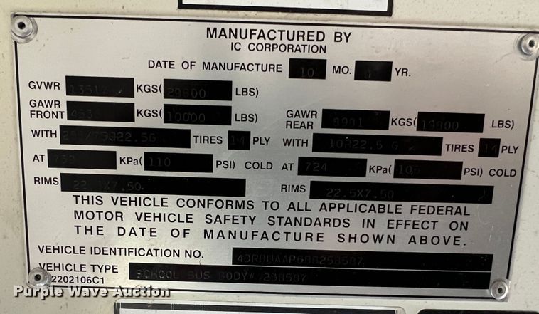 image for item MR9980 2011 International CE  school bus