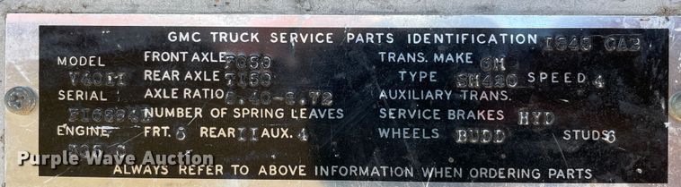 image for item DN5172 1966 GMC 4000  grain truck