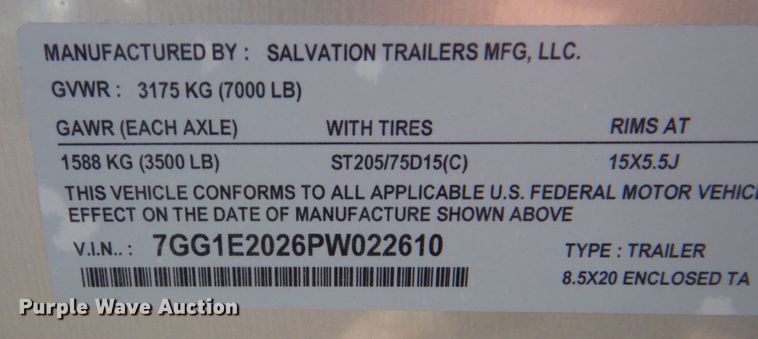 image for item DO1604 2023 Salvation Trailers  enclosed cargo trailer