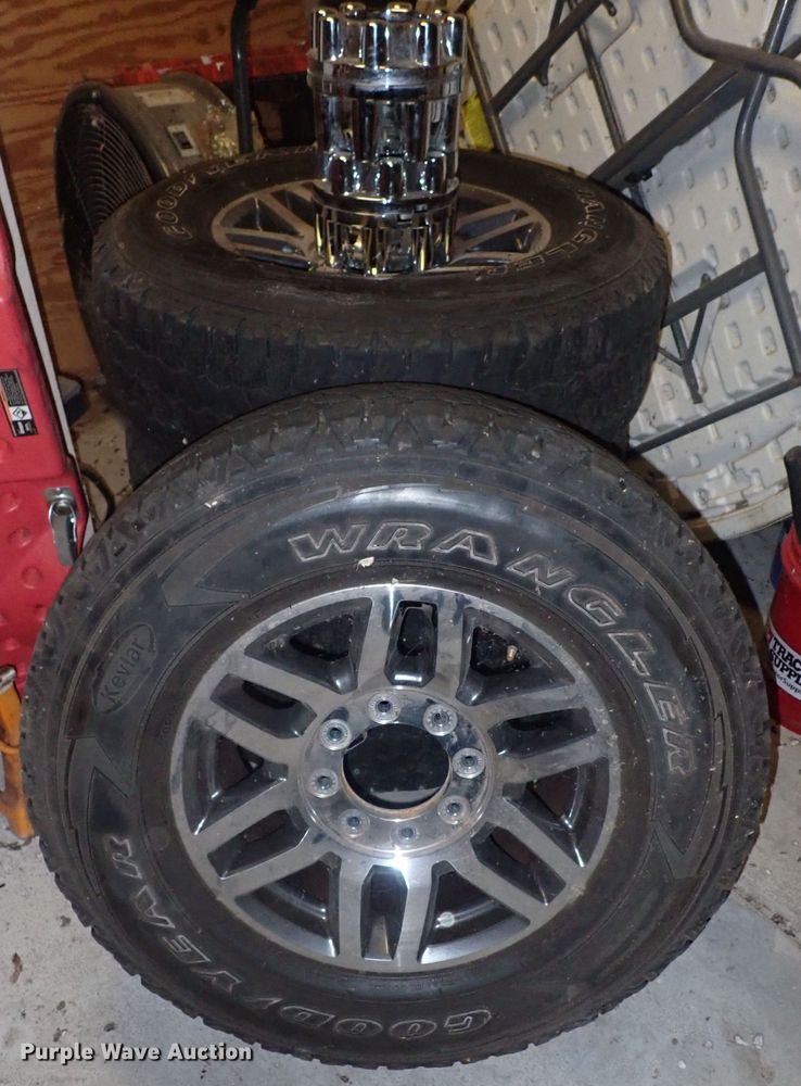 (4) Goodyear Wrangler LT275/70R18 tires and wheels in Inman, KS Item