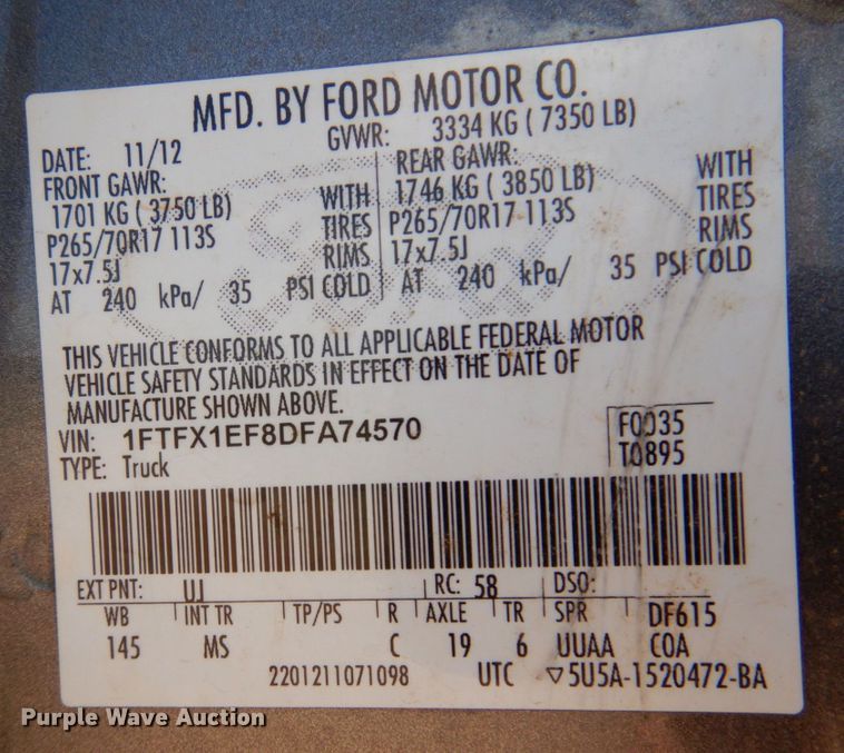 image for item DR2079 2013 Ford F150  SuperCab pickup truck