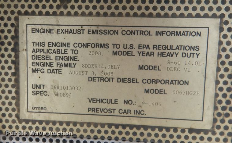 image for item HQ9525 2009 Prevost H345  coach bus