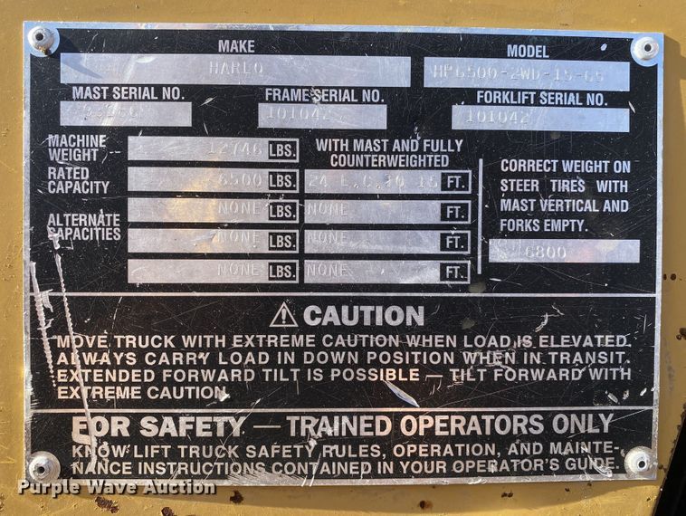 image for item JW9339 2010 Harlo HP6500-2WD-15-65  forklift