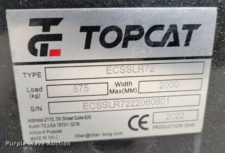 image for item JY9972 2022 Top Cat ECSSLR72  skid steer landscape rake