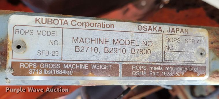 image for item JZ9003 Kubota B7800  MFWD tractor