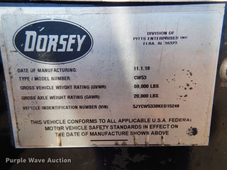 image for item KJ9023 2019 Dorsey CW53  walking floor trailer