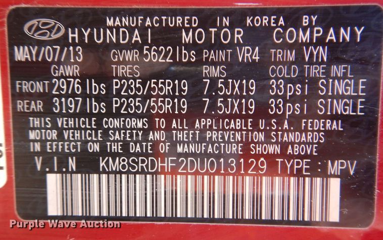 image for item KW9305 2013 Hyundai Santa Fe Limited  SUV