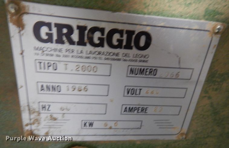 image for item LG9882 1986 Griggio TC2000  spindle shaper