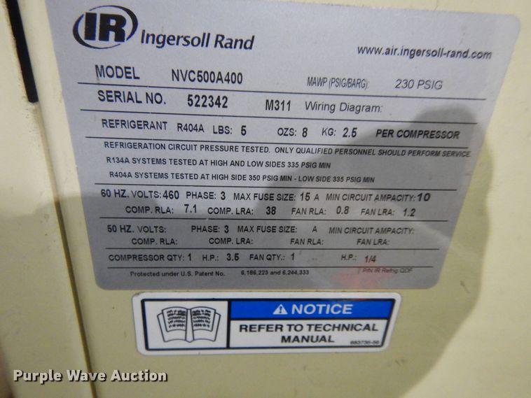 image for item LG9900 Ingersoll Rand NVC500A400  air compressor