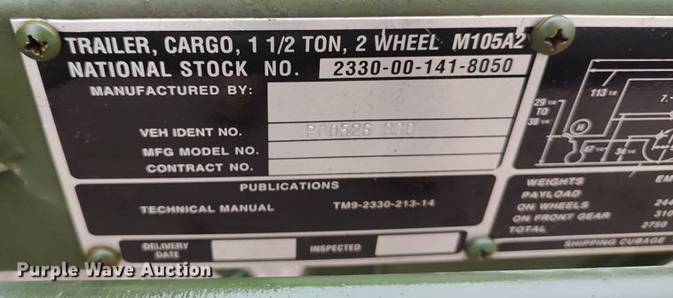 image for item LK9286 US Military  utility trailer