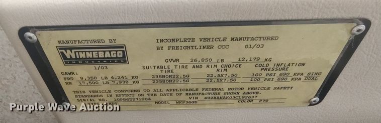 image for item LK9300 2003 Winnebago Journey DL  RV