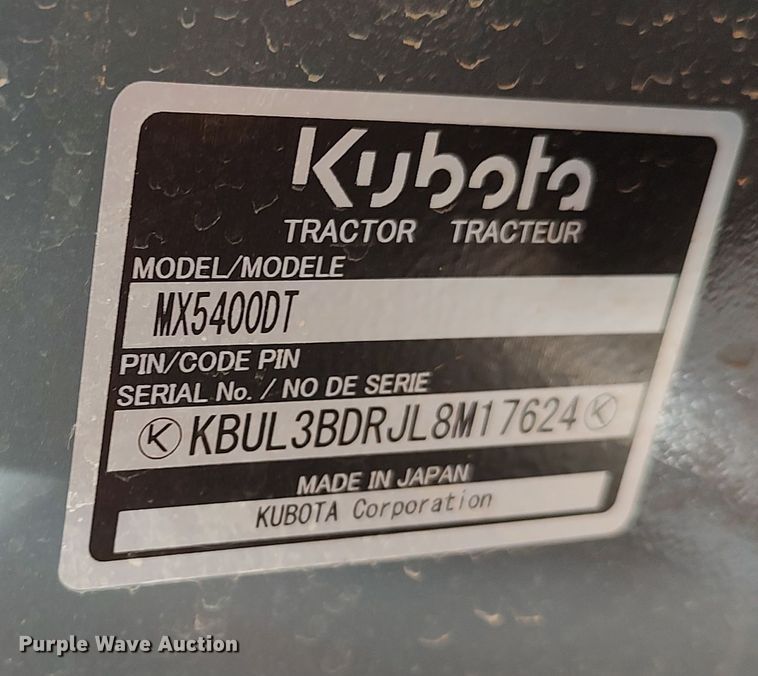 image for item LK9308 Kubota MX5400DT  MFWD tractor