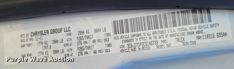 image for item LR9072 2012 Dodge Ram 1500  pickup truck