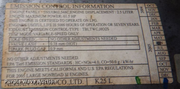 image for item LS9907 Nissan MCUL02A33LV  forklift