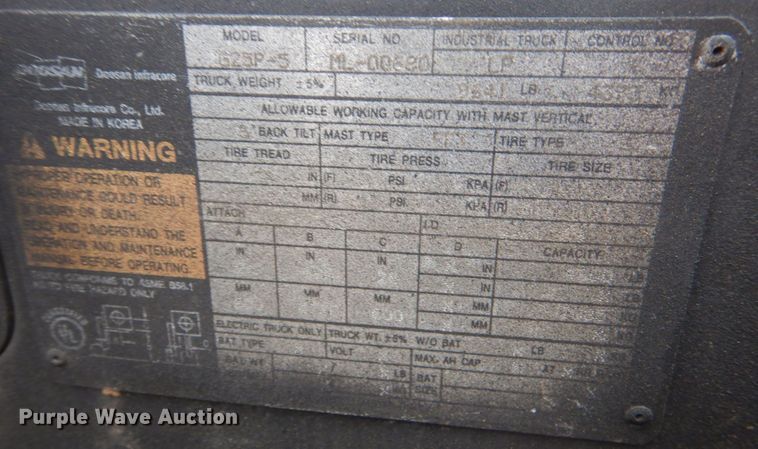 image for item LS9916 Doosan G25P-5  forklift