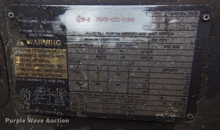 image for item LS9917 Doosan G25P-5  forklift