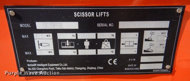 image for item LS9923 2021 Noblelift SC1930E  scissor lift