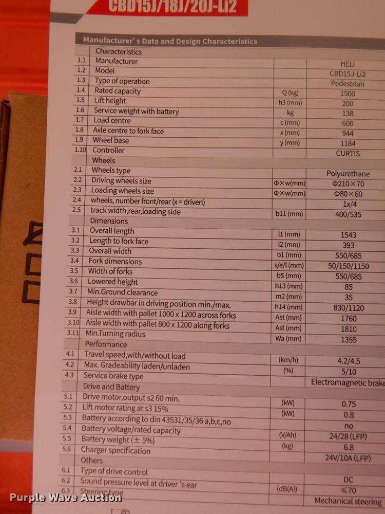 image for item LS9924 2021 Heli CBD15JLI2  pallet jack