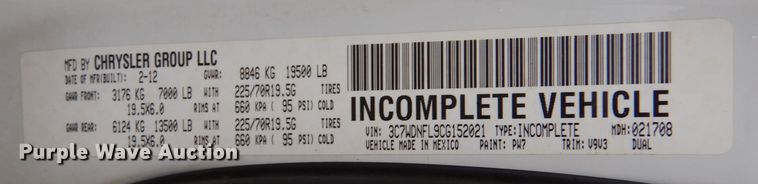 image for item LU9706 2012 Dodge Ram 5500HD  Crew Cab flatbed truck