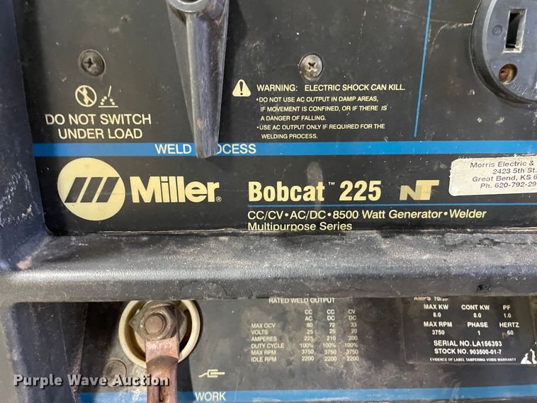 image for item LU9708 Miller Bobcat 225  welder/generator