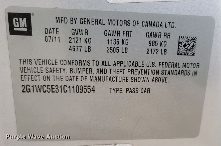 image for item LY9796 2012 Chevrolet Impala LTZ