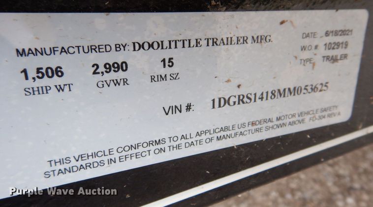 image for item MJ9835 2021 Doolittle 8414-SS  utility trailer