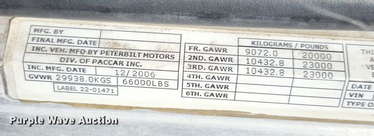 image for item MK9449 2007 Peterbilt 357  dump truck