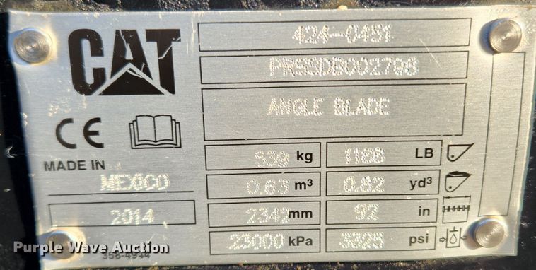 image for item MK9514 Caterpillar 424-0451  skid steer dozer blade