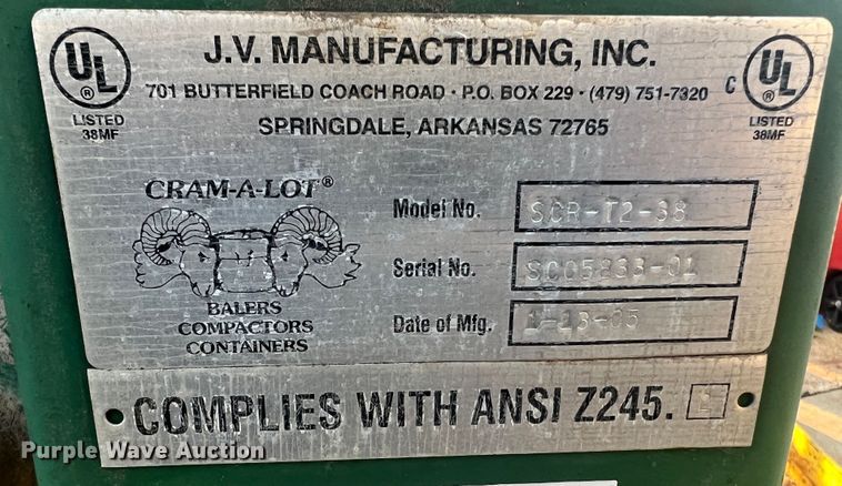 image for item MS9002 2005 Cram-A-Lot SCR-T2-38  roll-off trash compactor