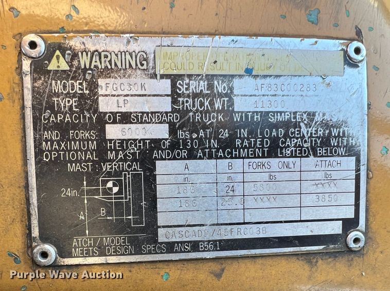 image for item MS9011 Caterpillar FGC30K  forklift