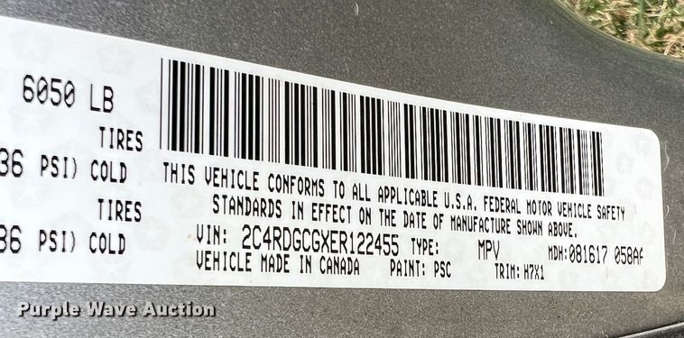 image for item MS9017 2014 Dodge Grand Caravan SXT  van