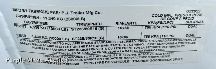 image for item MS9019 2023 PJ 3F412  equipment trailer