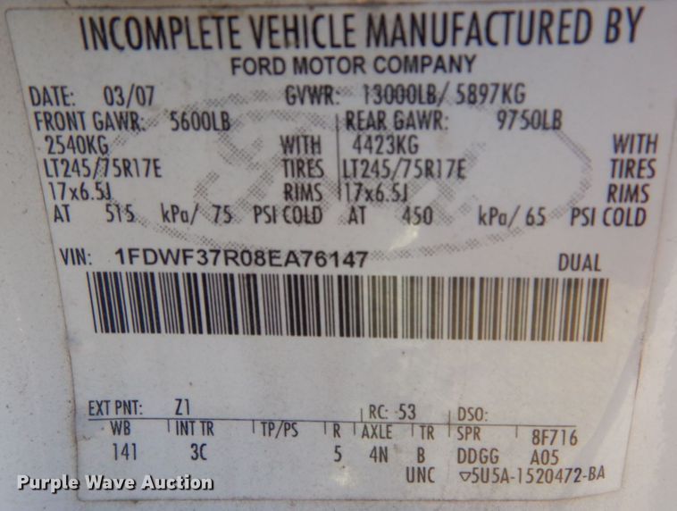 image for item MW9327 2008 Ford F350 Super Duty XLT  utility bed pickup truck