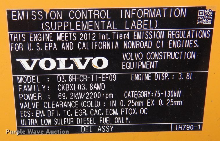 image for item DJ0825 2013 Volvo BL60B  backhoe