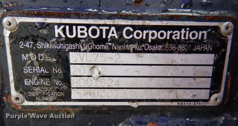 image for item DK2048 2013 Kubota SVL75-2  tracked skid steer loader