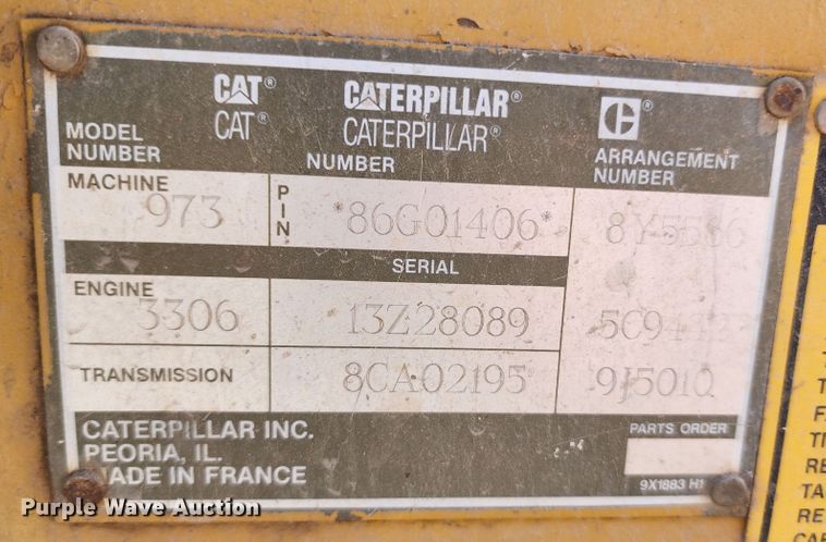 image for item DL6604 1993 Caterpillar 973  track loader