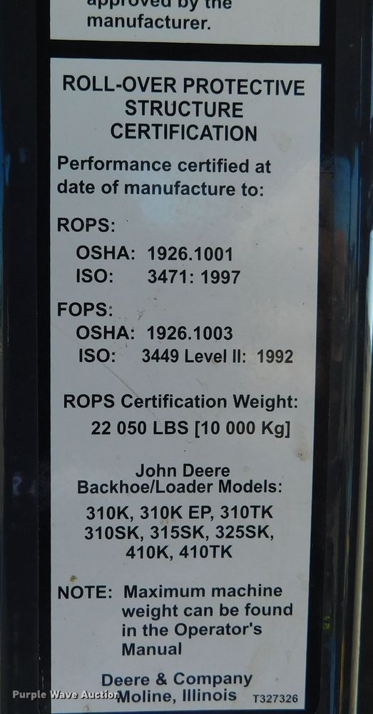 image for item DM2527 2013 John Deere 310K  backhoe