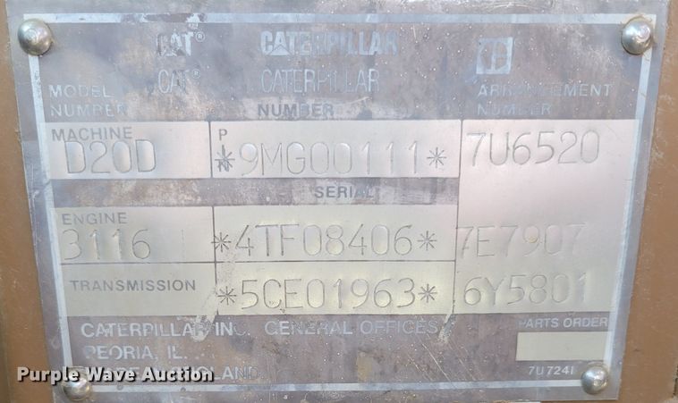 image for item DM8065 1995 Caterpillar D20D  haul truck